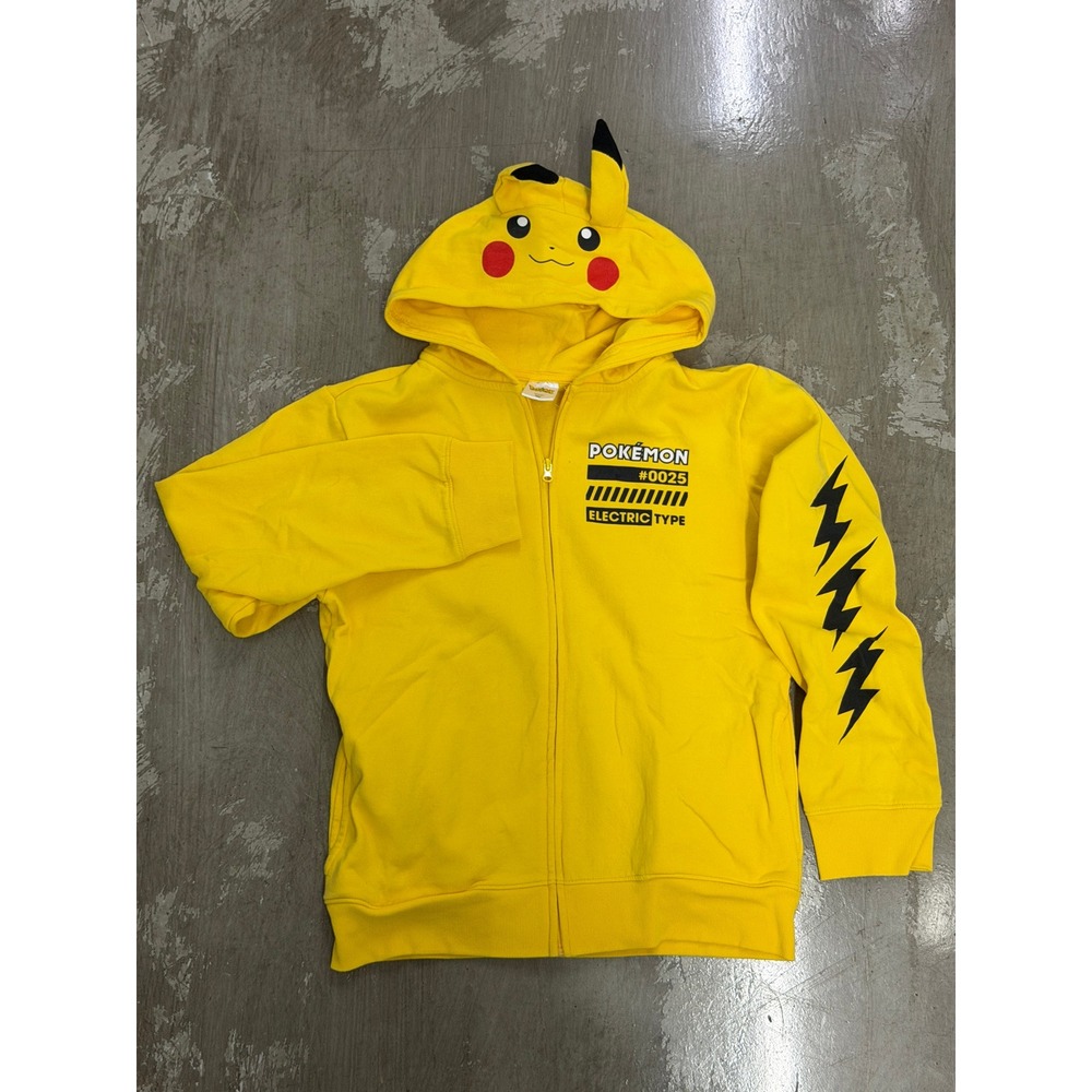 Pokémon Pikachu Full Zip Hoodie Kids XL 14/16 Yellow Excellent 3D Ears Graphic